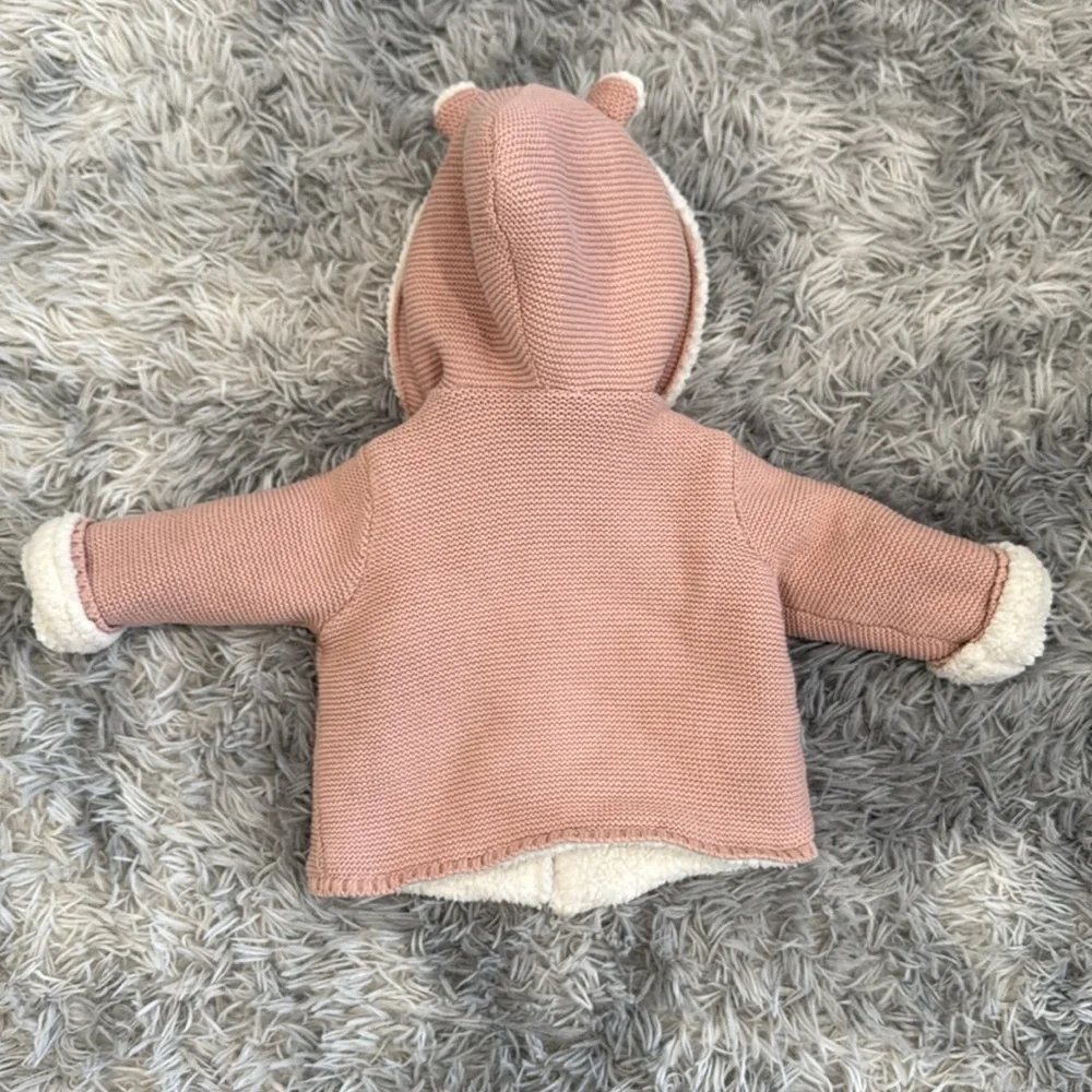 Cozy Pink Hooded Knit Jacket
